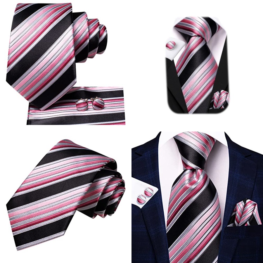Silk Tie Striped - Men Ties Sets Silk Stripe Paisley