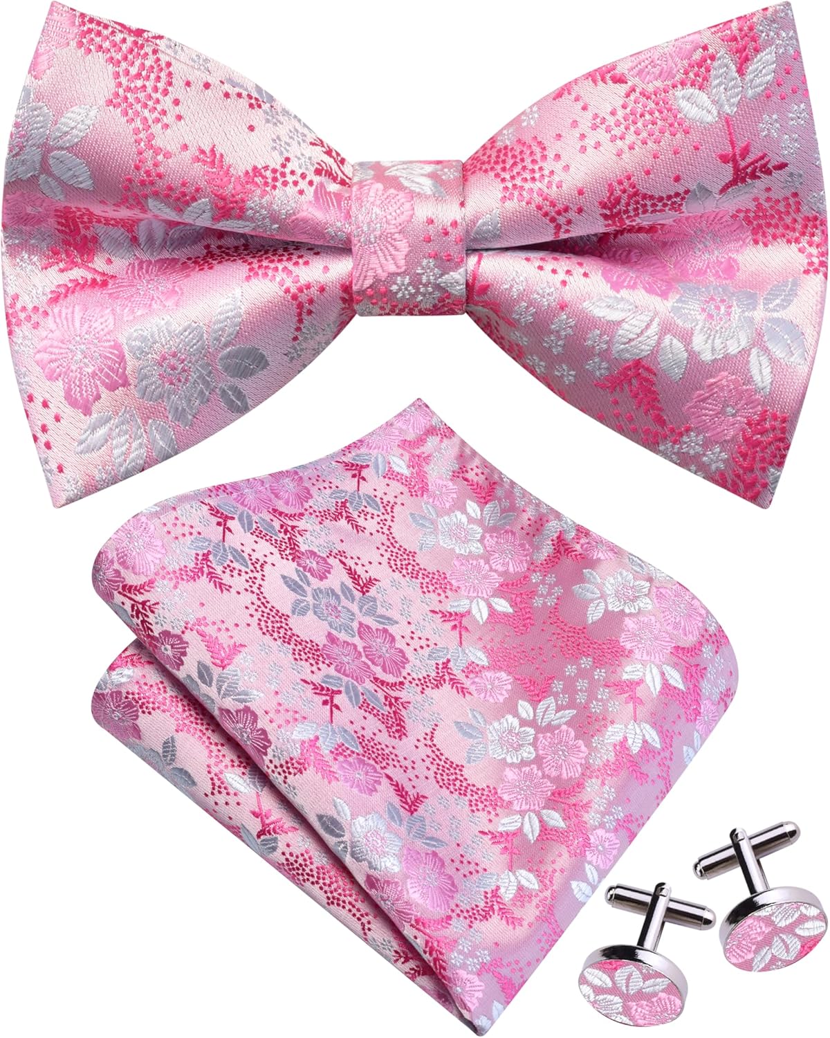Handkerchief Cotton Men - Floral Bow Tie & Handkerchief Set