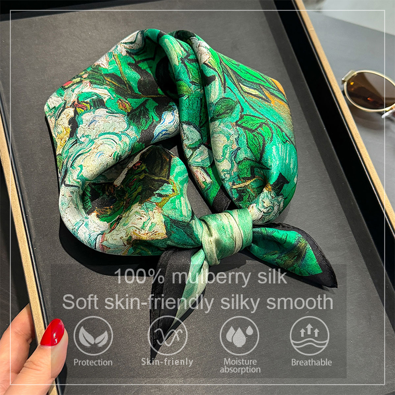 Face Scarf Mask - 100% Silk Scarf Bandana Women Square