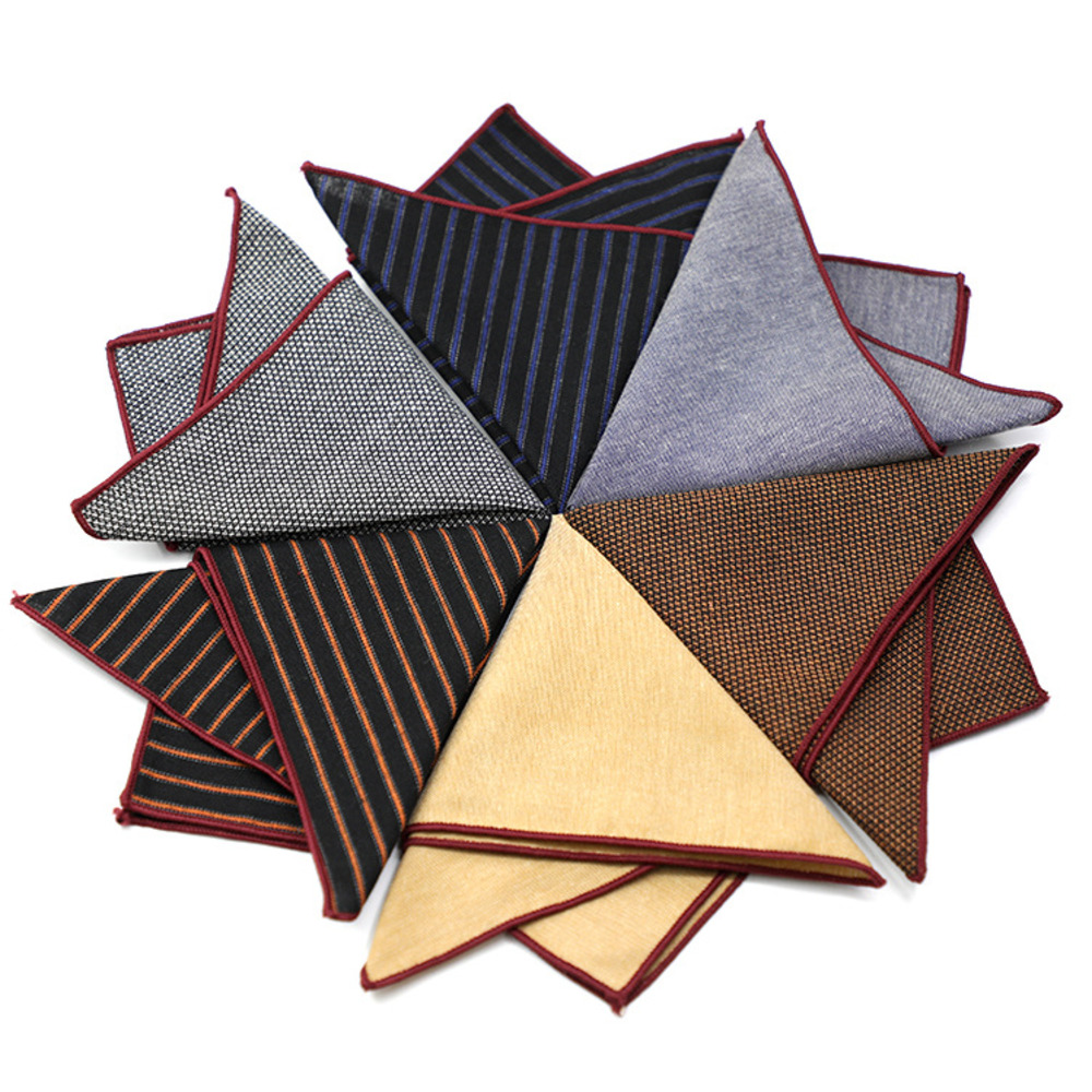 Solid Striped Brown Pocket Squ - Handkerchief Cotton Men avaliação e preço