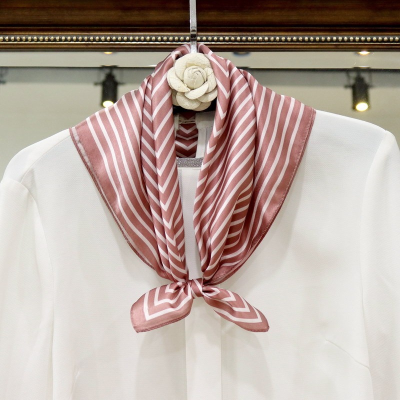 100% Pure Silk Scarf Women Hij - Silk Tie Striped avaliação e preço