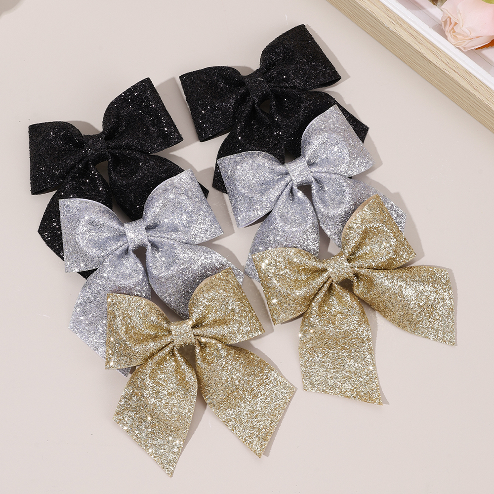 6Pcs Sparkling Bow Hair Clips  - Tie Clip Silver avaliação e preço
