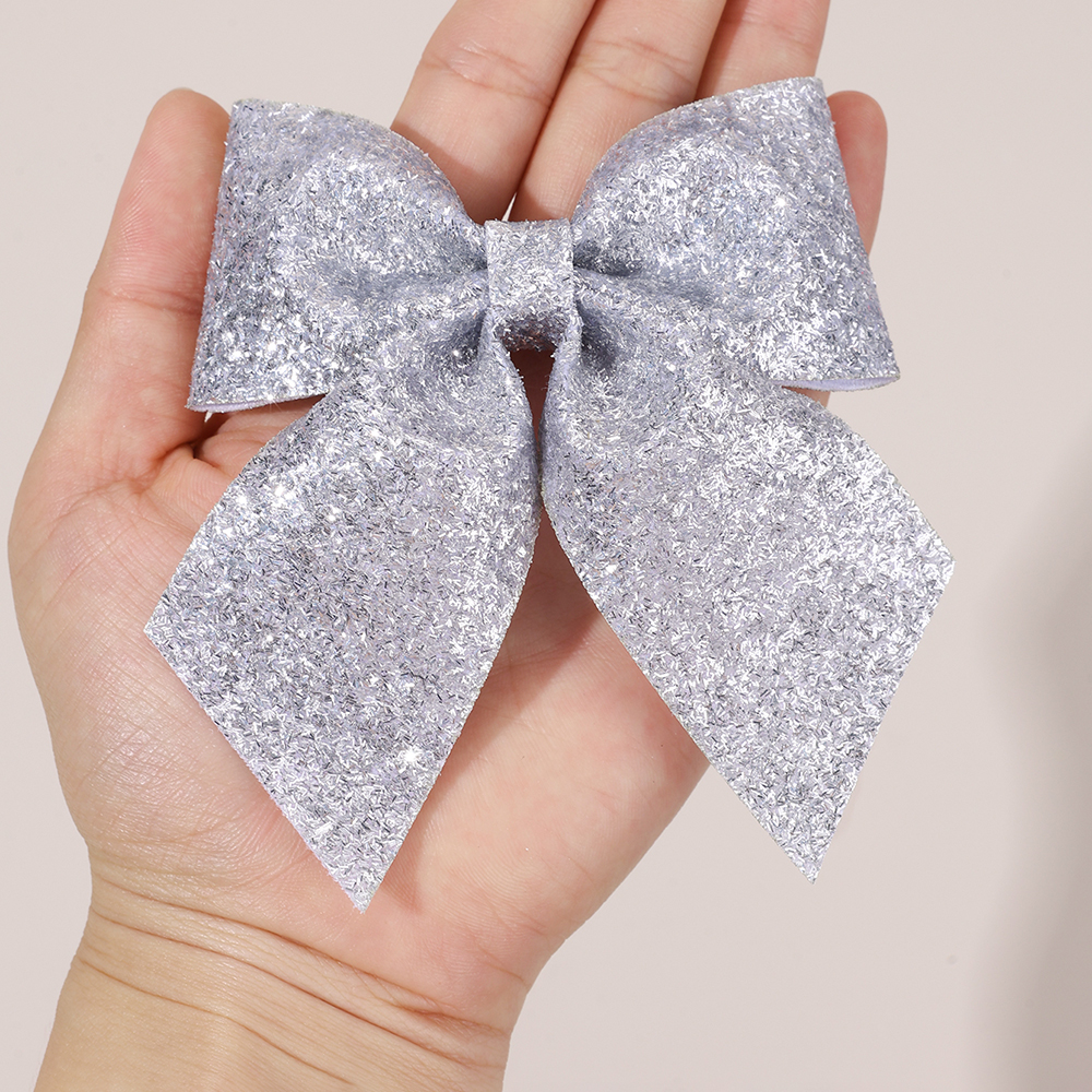 6Pcs Sparkling Bow Hair Clips  - Tie Clip Silver avaliação e preço