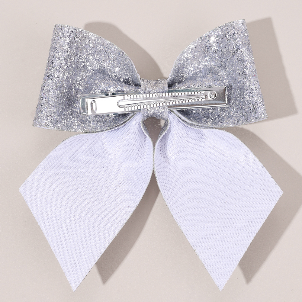 6Pcs Sparkling Bow Hair Clips  - Tie Clip Silver avaliação e preço