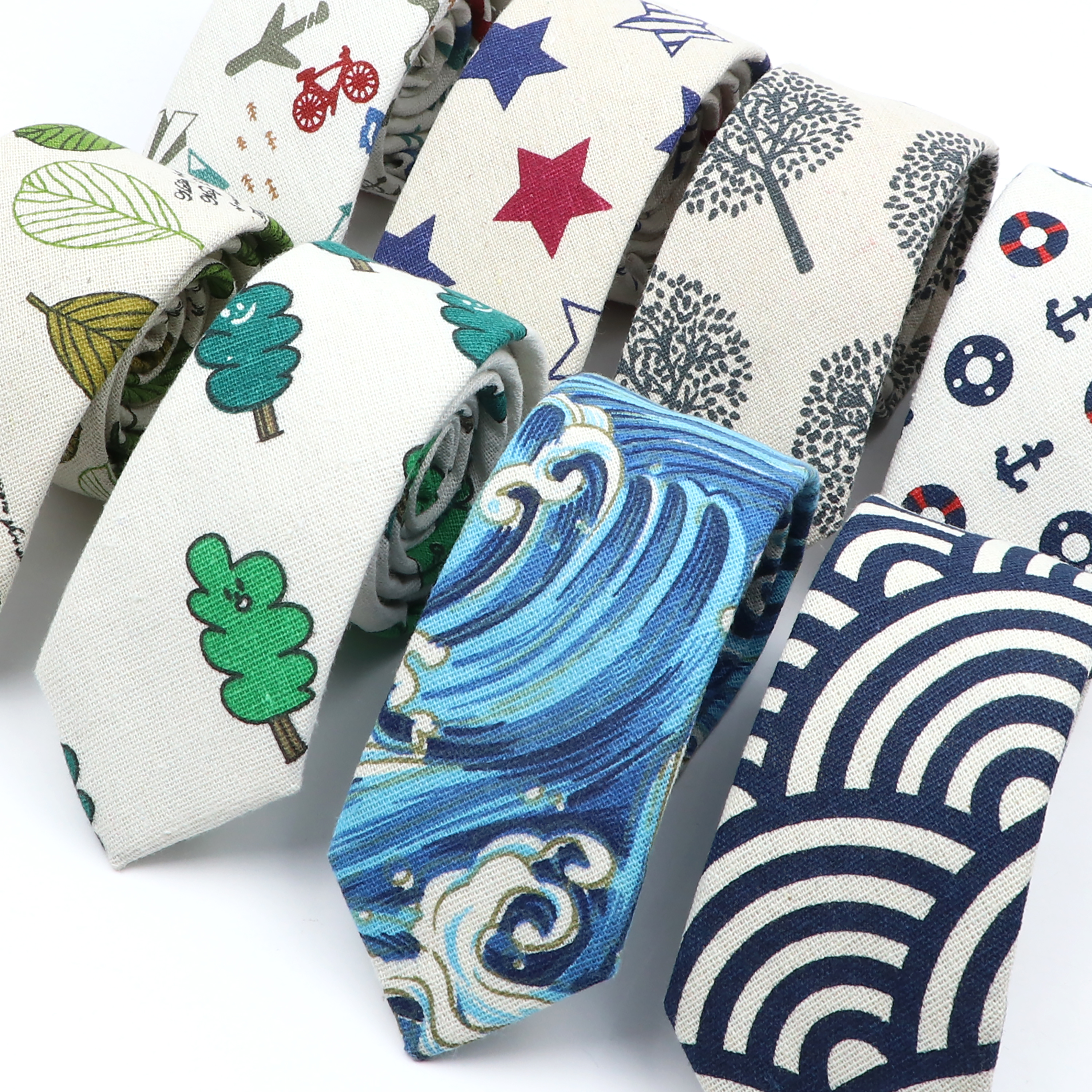 Novelty Cartoon Linen Tie For  - Skinny Tie Men avaliação e preço