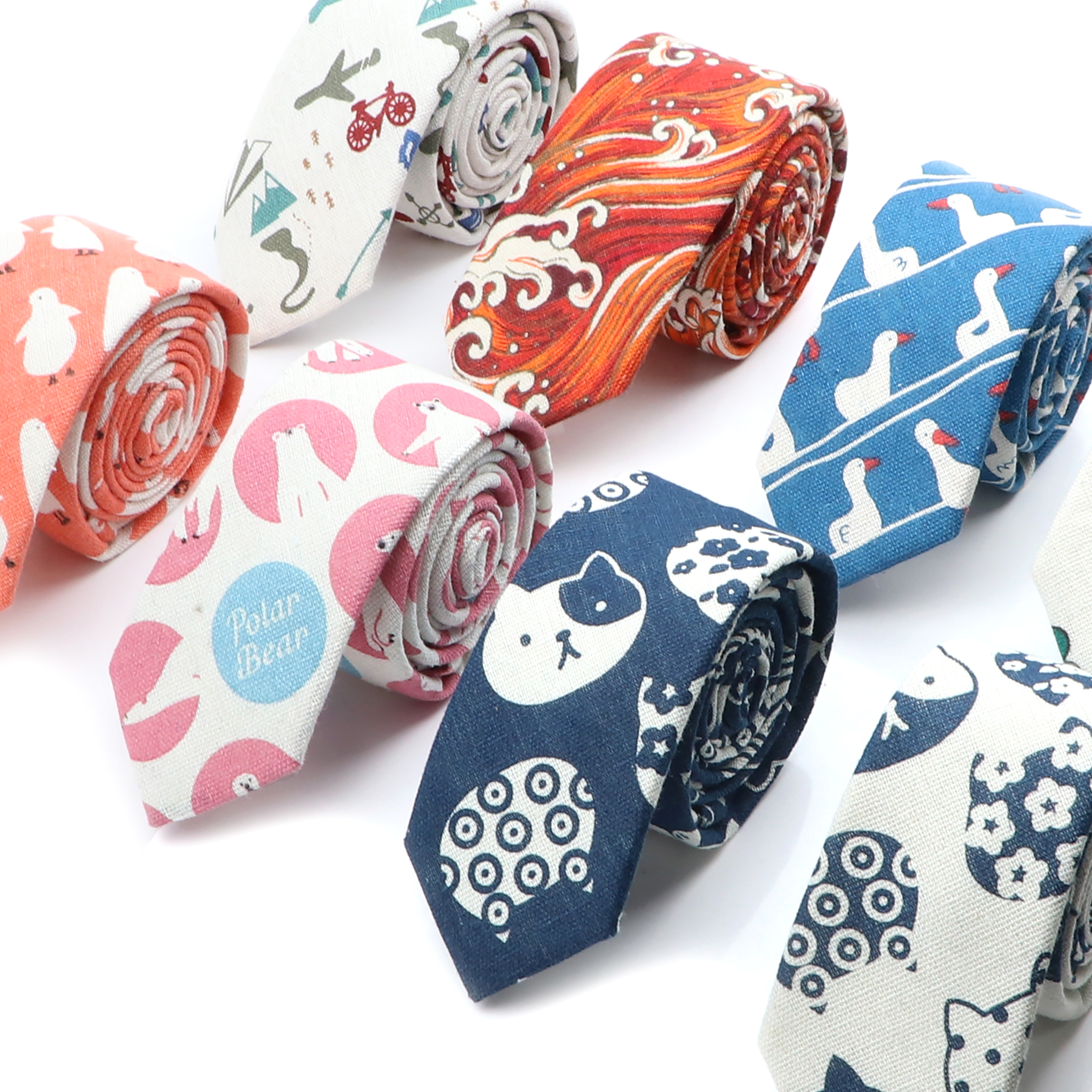 Novelty Cartoon Linen Tie For  - Skinny Tie Men avaliação e preço