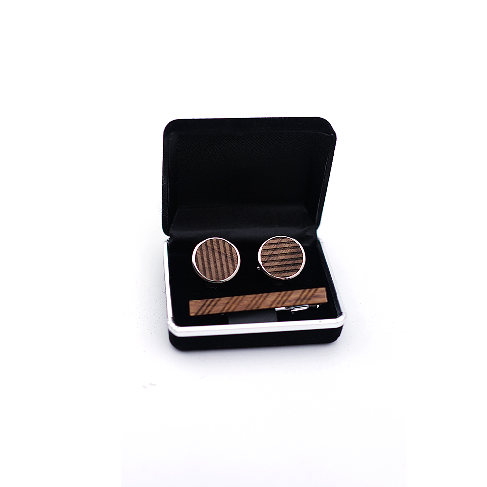 High Quality Wood Cuff links n - Tie Bar Set Gift avaliação e preço