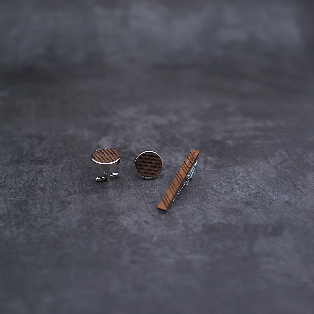 High Quality Wood Cuff links n - Tie Bar Set Gift avaliação e preço