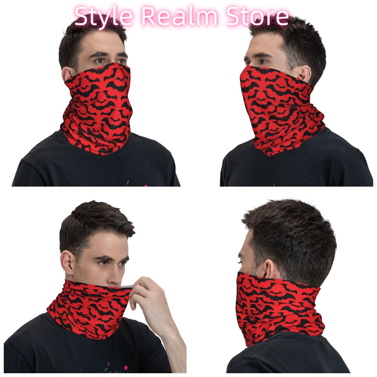 Gothic Witch Bats Pattern Band - Neck Warmer Tube avaliação e preço