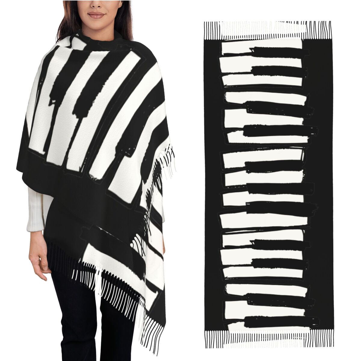 Minimalistic Piano Keys Scarf  - Pashmina Wrap Large avaliação e preço