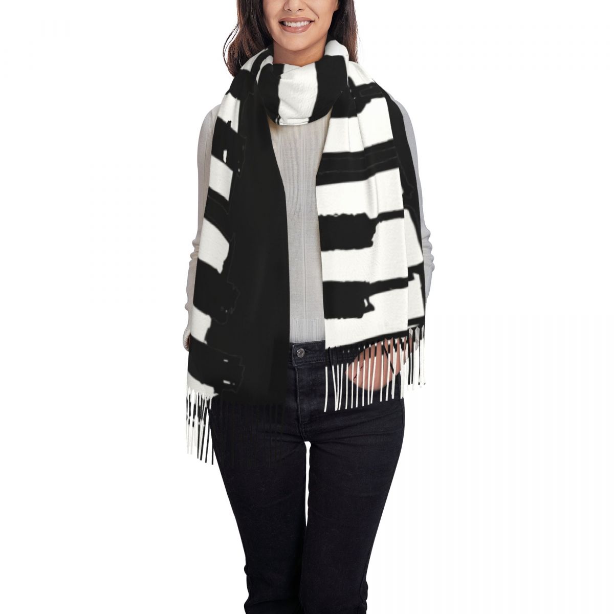 Minimalistic Piano Keys Scarf  - Pashmina Wrap Large avaliação e preço