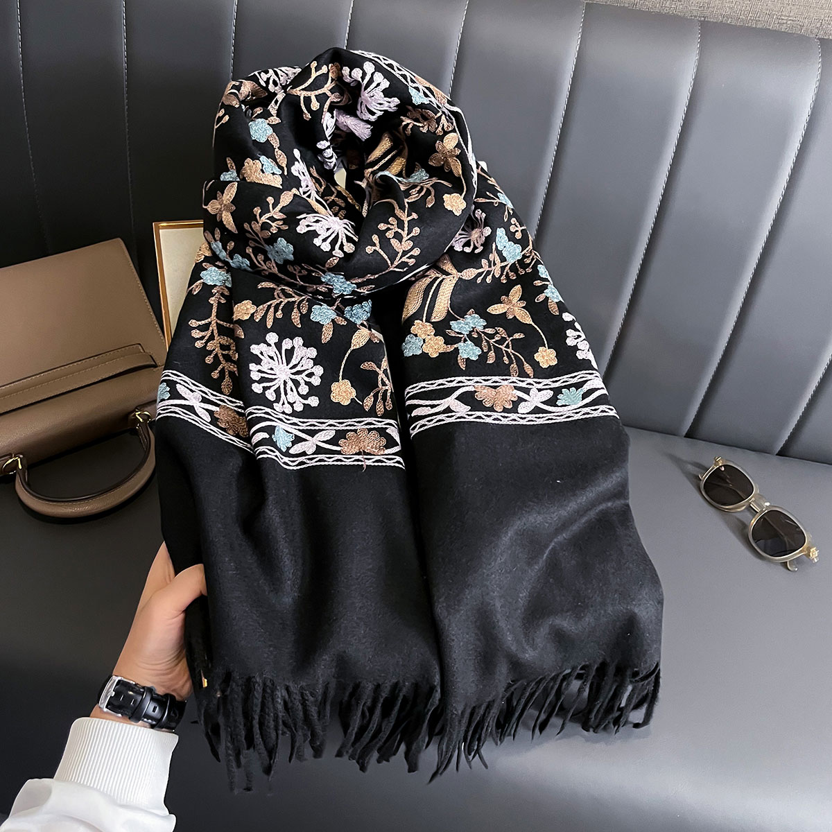 New Winter Warm Cashmere Scarf - Woven Scarf Blanket avaliação e preço