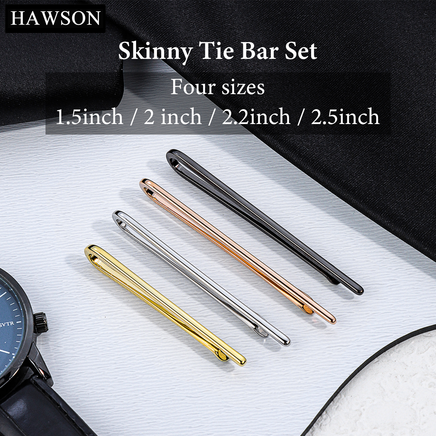 HAWSON Tie Clips for Men 4Pcs  - Tie Bar Set Gift avaliação e preço