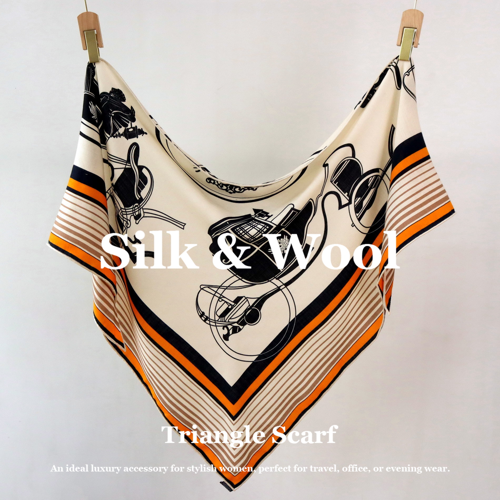 Vintage Equestrian Print Silk  - Pashmina Wrap Large avaliação e preço