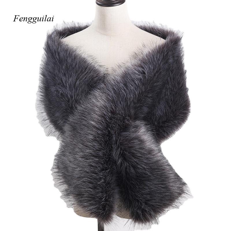 Women's White Faux Fur Shawl B - Stole Wedding Shawl avaliação e preço