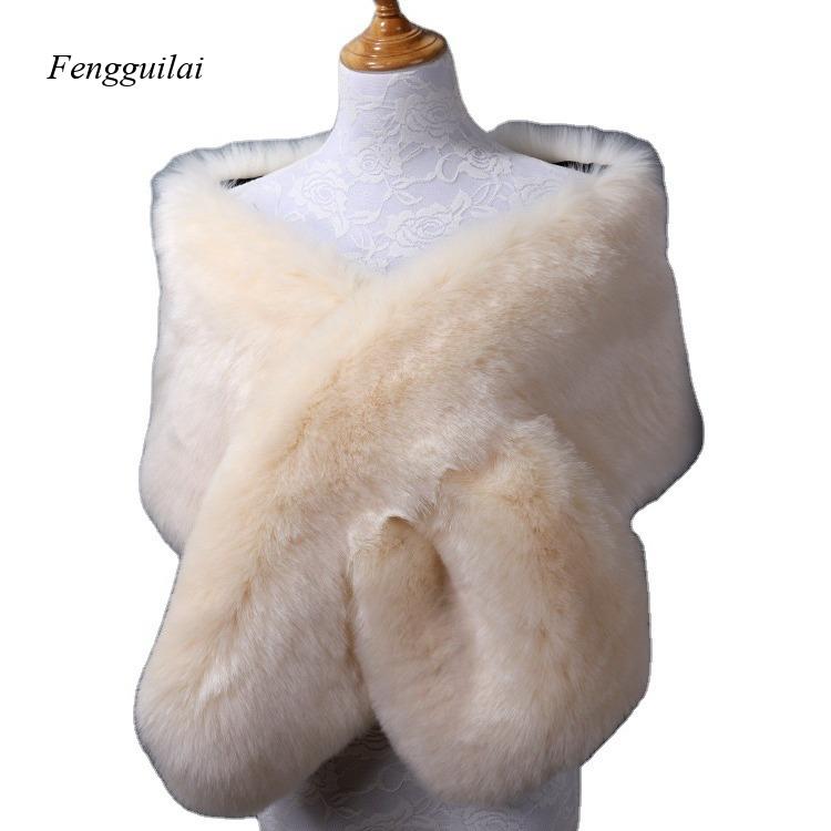 Women's White Faux Fur Shawl B - Stole Wedding Shawl avaliação e preço