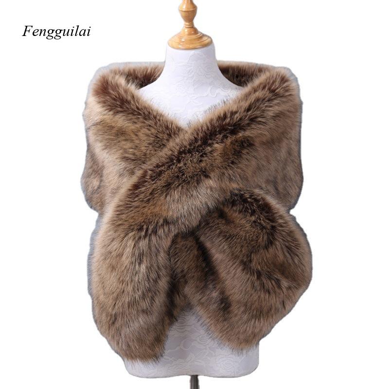 Women's White Faux Fur Shawl B - Stole Wedding Shawl avaliação e preço