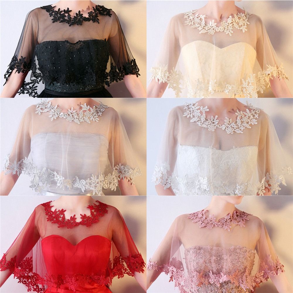 Fashion Lace Short Sleeve Shru - Stole Wedding Shawl avaliação e preço