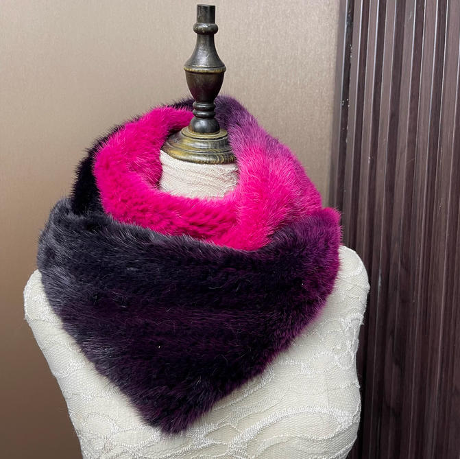 Ombre Color Genuine Mink Fur S - Infinity Scarf Knit avaliação e preço