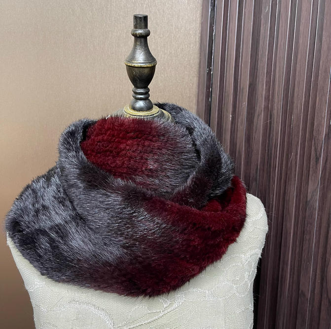 Ombre Color Genuine Mink Fur S - Infinity Scarf Knit avaliação e preço
