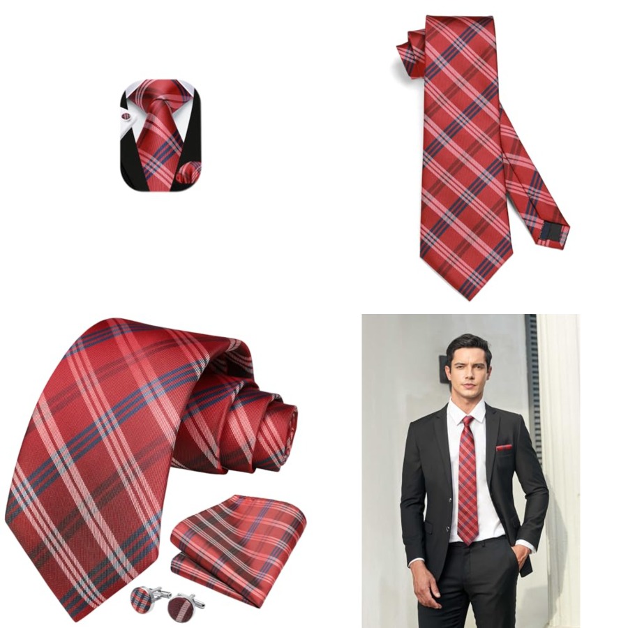 Mens Ties Set Stripe Plaid Tie - Silk Tie Striped avaliação e preço