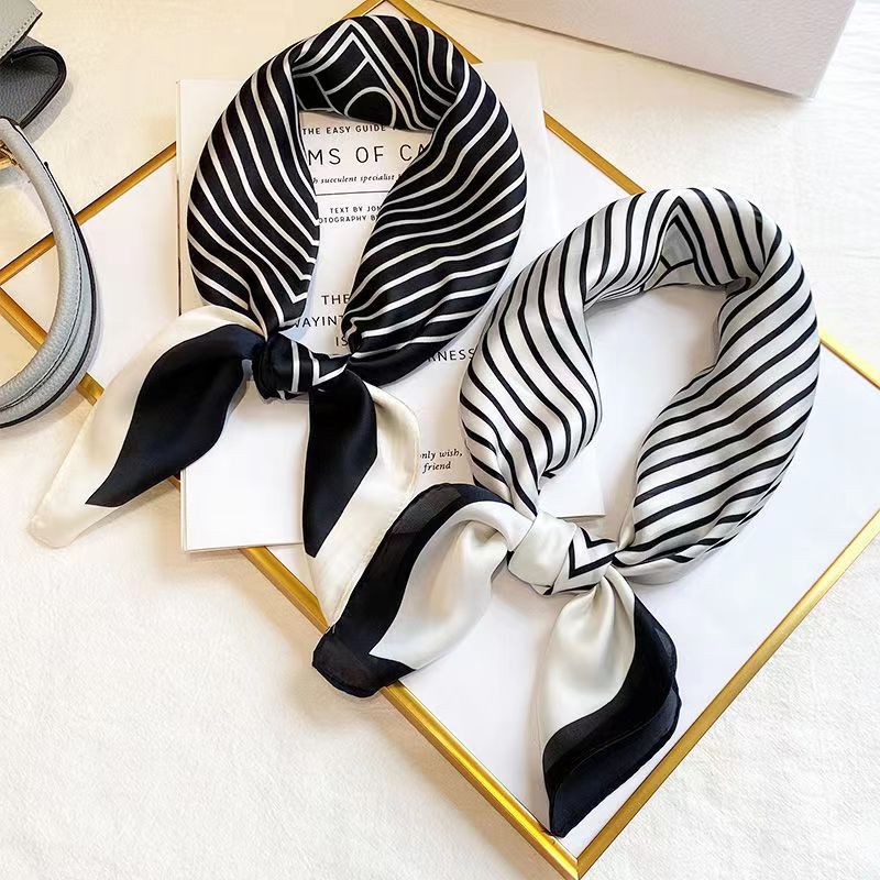 Fashion Square 70cm Black and  - Silk Tie Striped avaliação e preço