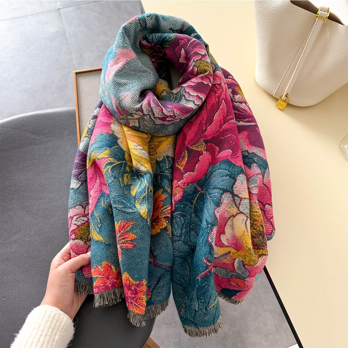 Warm Cashmere Scarf Women Shaw - Woven Scarf Blanket avaliação e preço