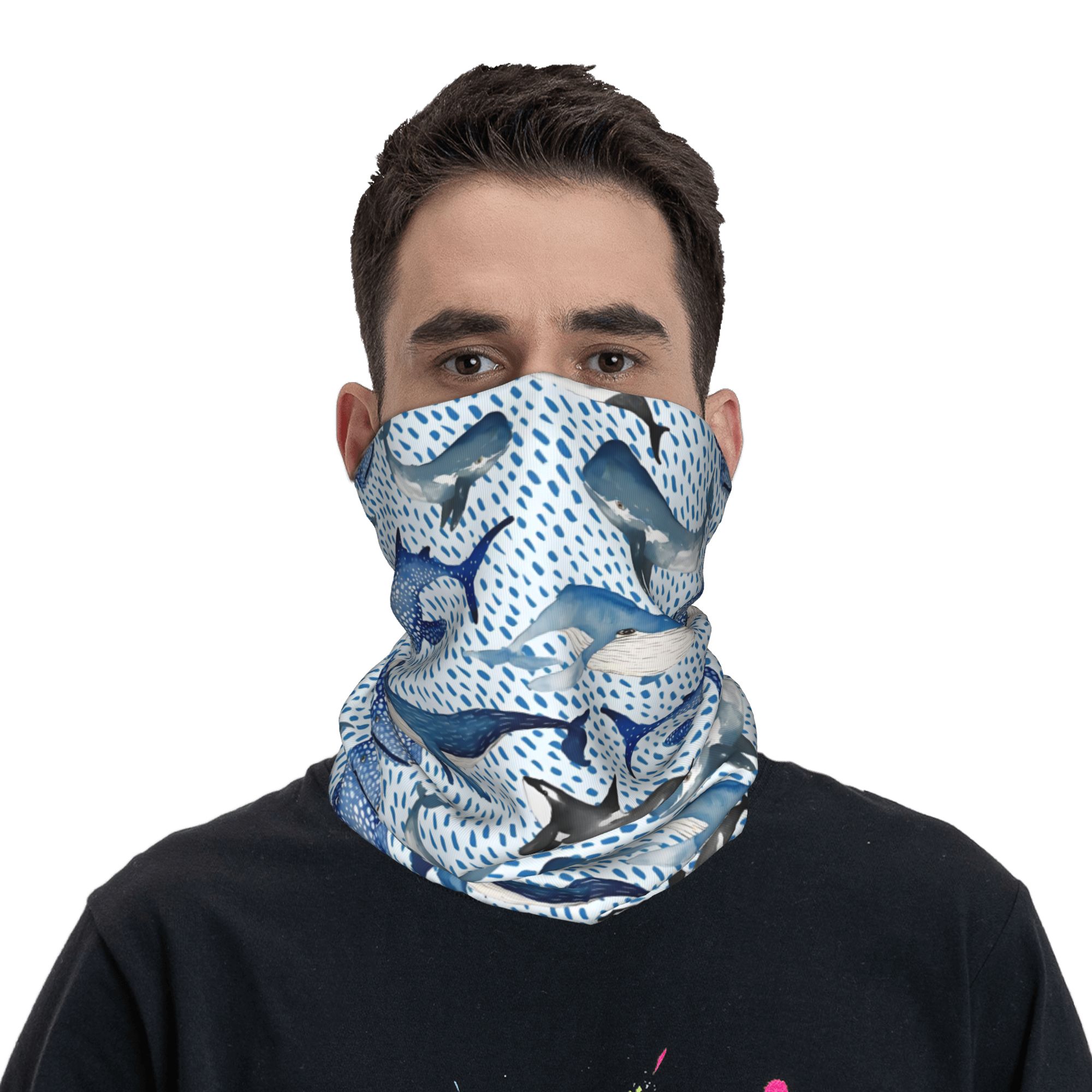 Custom Blue Watercolour Shark  - Neck Warmer Tube avaliação e preço