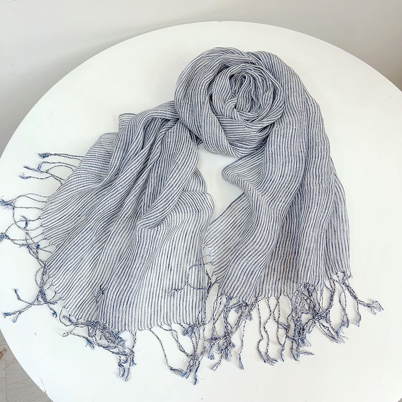 Retro Stripe 100% Linen scarf  - Ascot Neck Scarf avaliação e preço