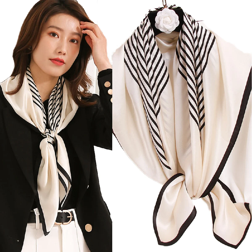 Vintage 100% Silk Scarf Women  - Silk Tie Striped avaliação e preço