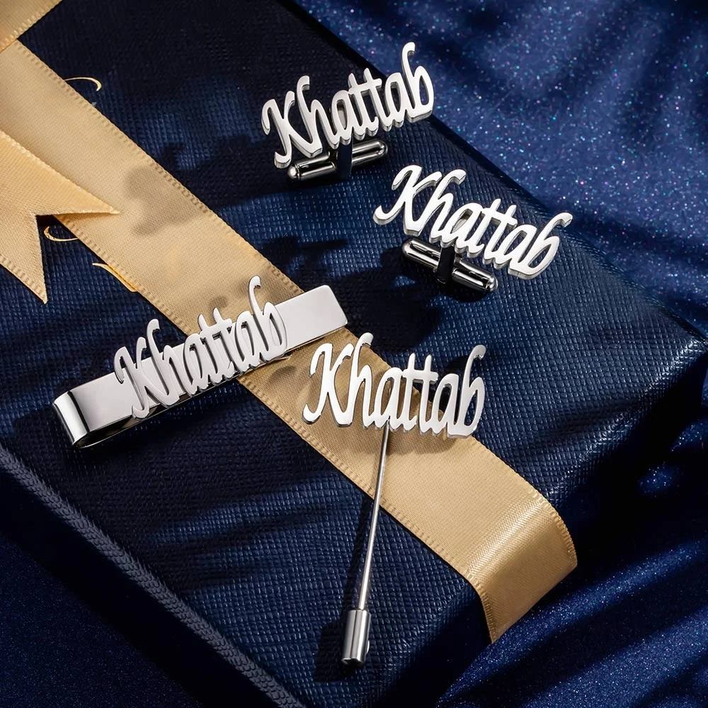 Personalized Cufflinks/Lapel P - Tie Bar Set Gift avaliação e preço