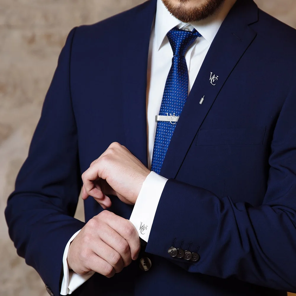 Personalized Cufflinks/Lapel P - Tie Bar Set Gift avaliação e preço