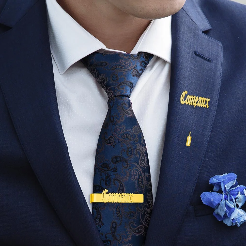 Personalized Cufflinks/Lapel P - Tie Bar Set Gift avaliação e preço