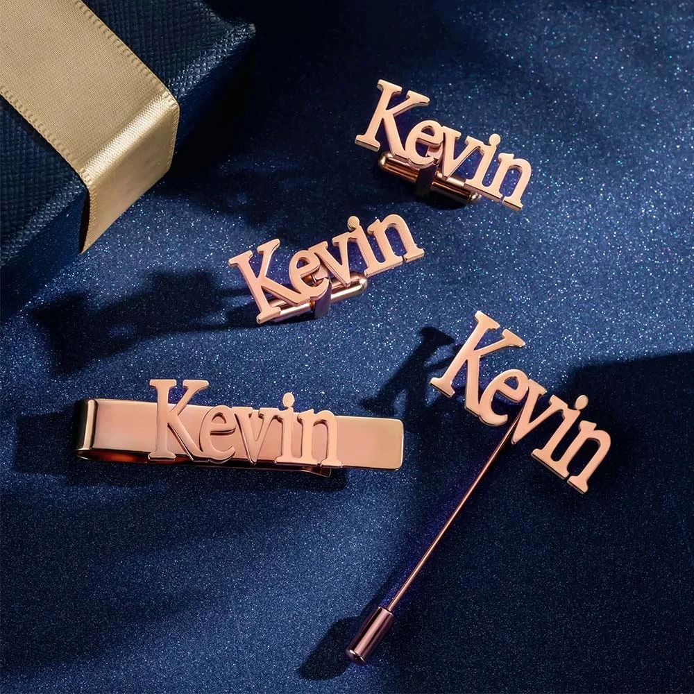 Personalized Cufflinks/Lapel P - Tie Bar Set Gift avaliação e preço