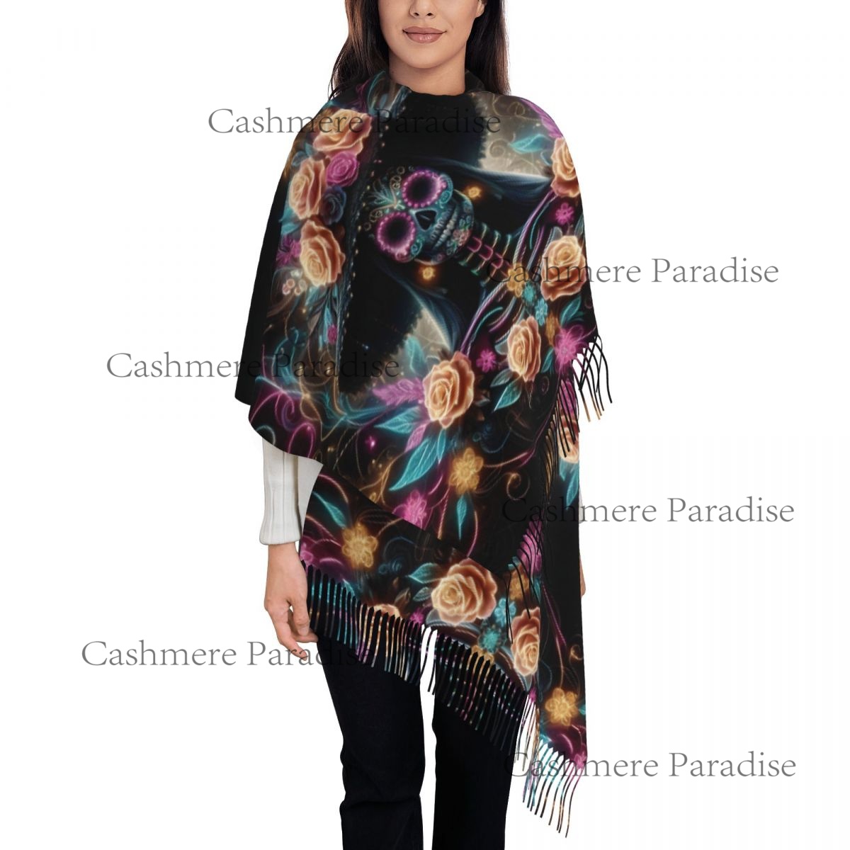 Mexico Skull Woman Vintage Sty - Pashmina Wrap Large avaliação e preço
