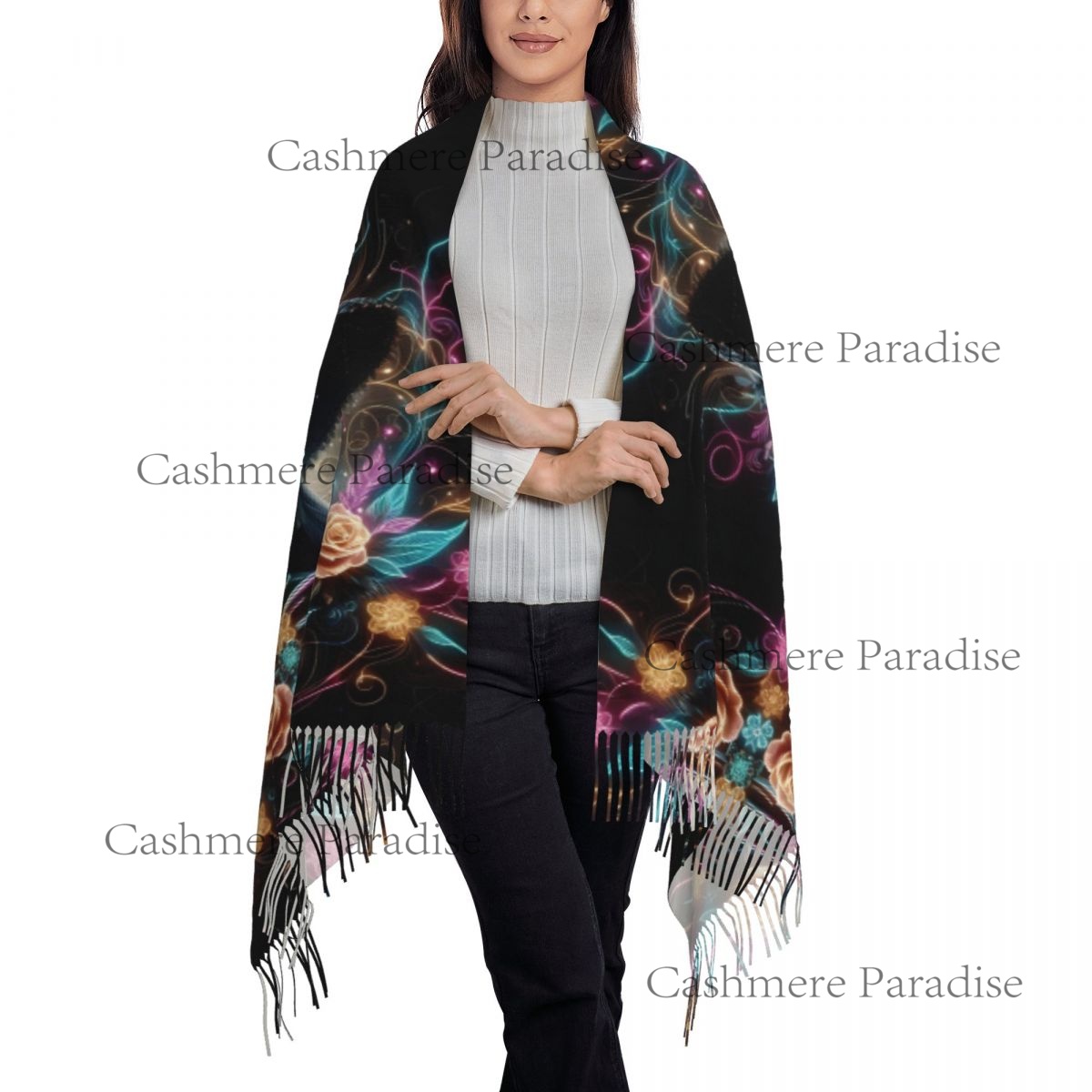 Mexico Skull Woman Vintage Sty - Pashmina Wrap Large avaliação e preço