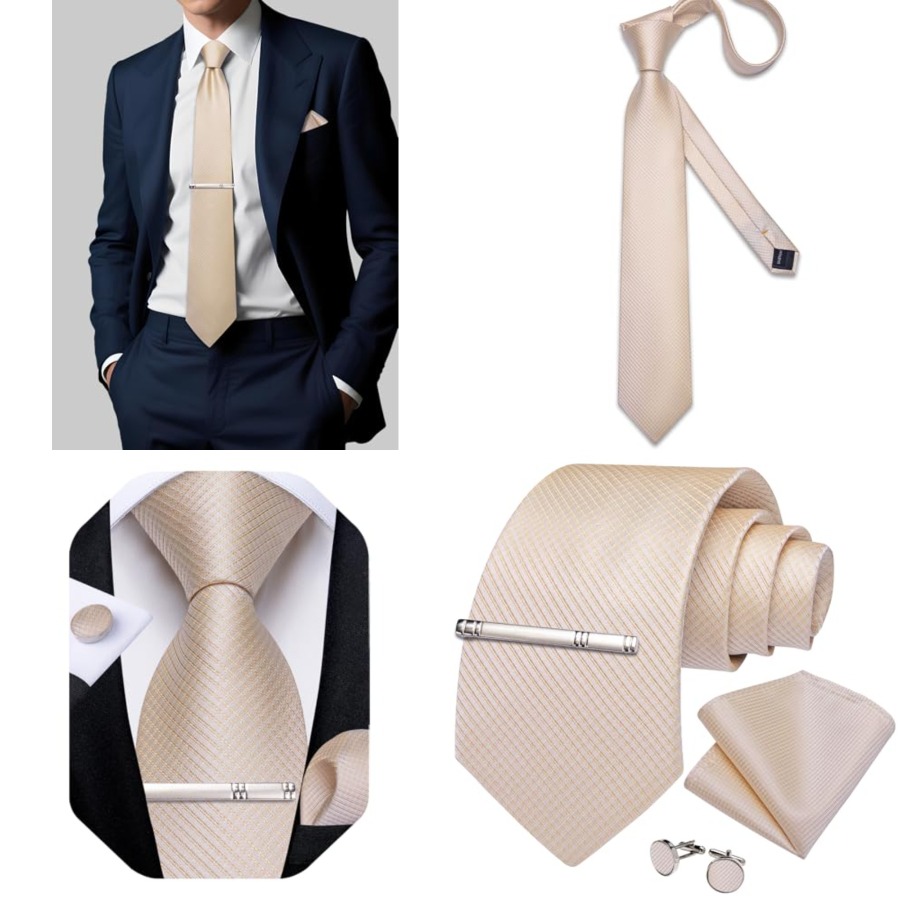 Plaid Ties for Men Silk Checke - Pocket Square Set avaliação e preço