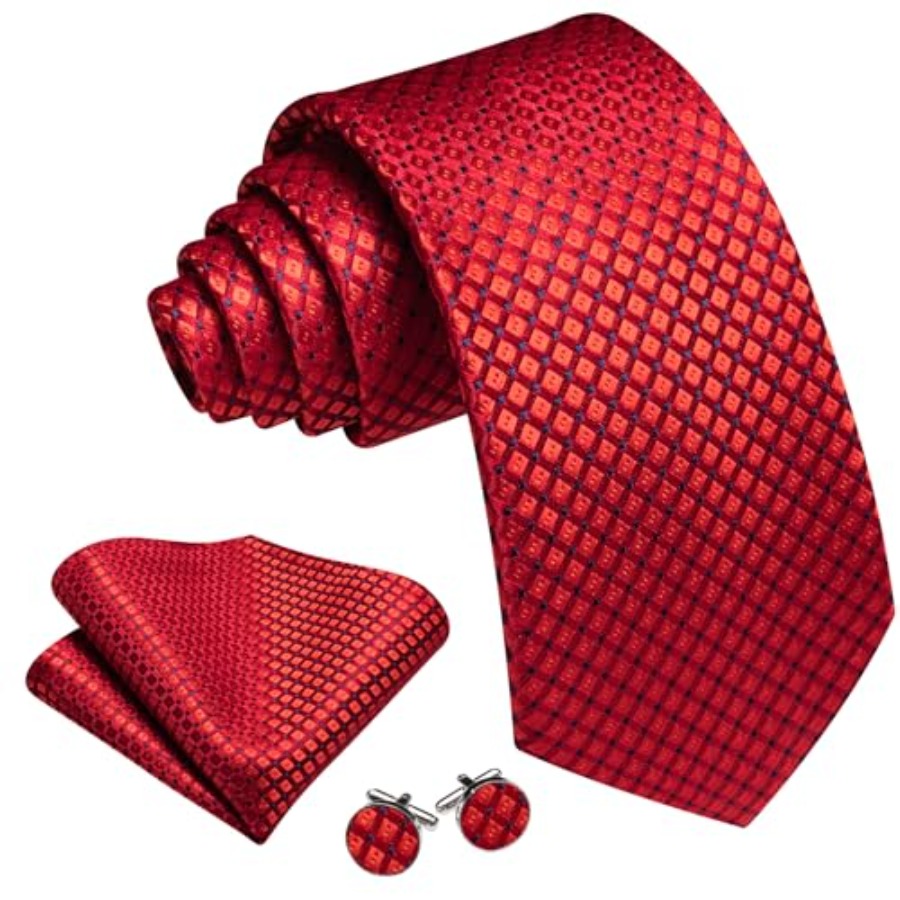 Men Plaid/Striped Ties Set Sil - Pocket Square Set avaliação e preço