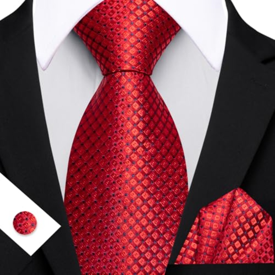 Men Plaid/Striped Ties Set Sil - Pocket Square Set avaliação e preço