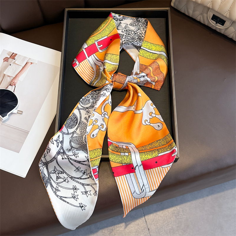 Women's Double-sided Print Sil - Ascot Neck Scarf avaliação e preço