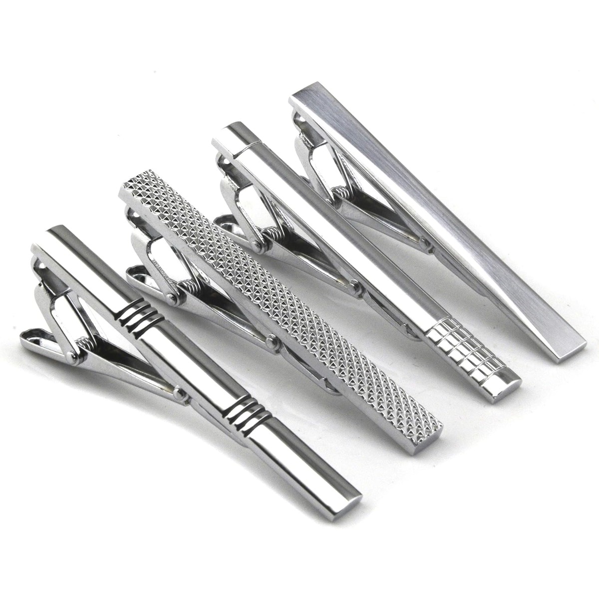 Set of 4 Silver Metal Necktie  - Tie Clip Silver avaliação e preço