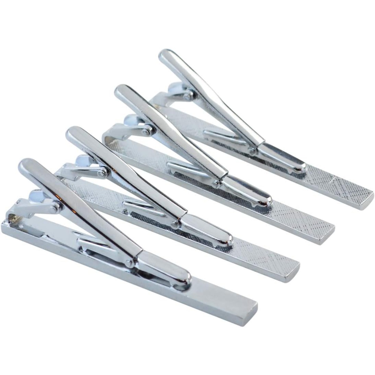 Set of 4 Silver Metal Necktie  - Tie Clip Silver avaliação e preço