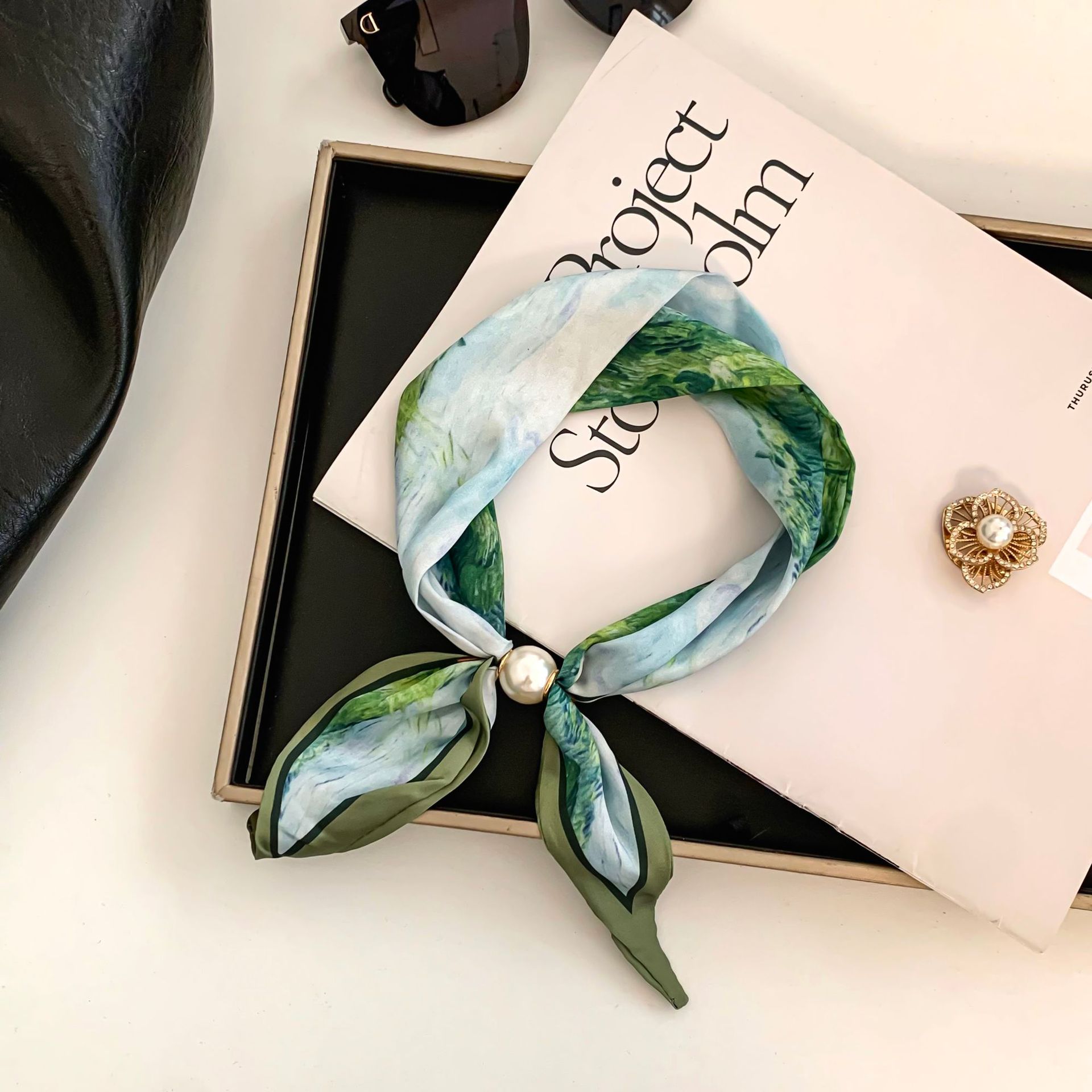 Cashew Flower Silk Scarf Effor - Ascot Neck Scarf avaliação e preço
