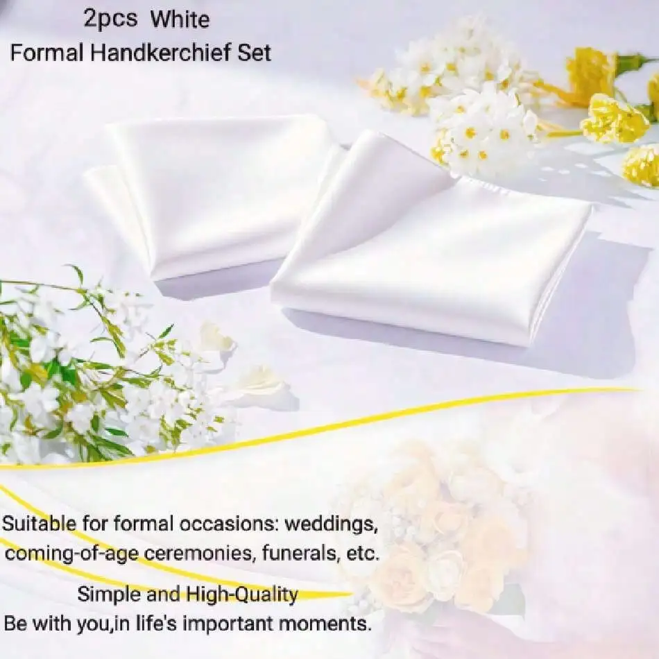 2Pcs Silk-Like Handkerchief Se - Handkerchief Cotton Men avaliação e preço