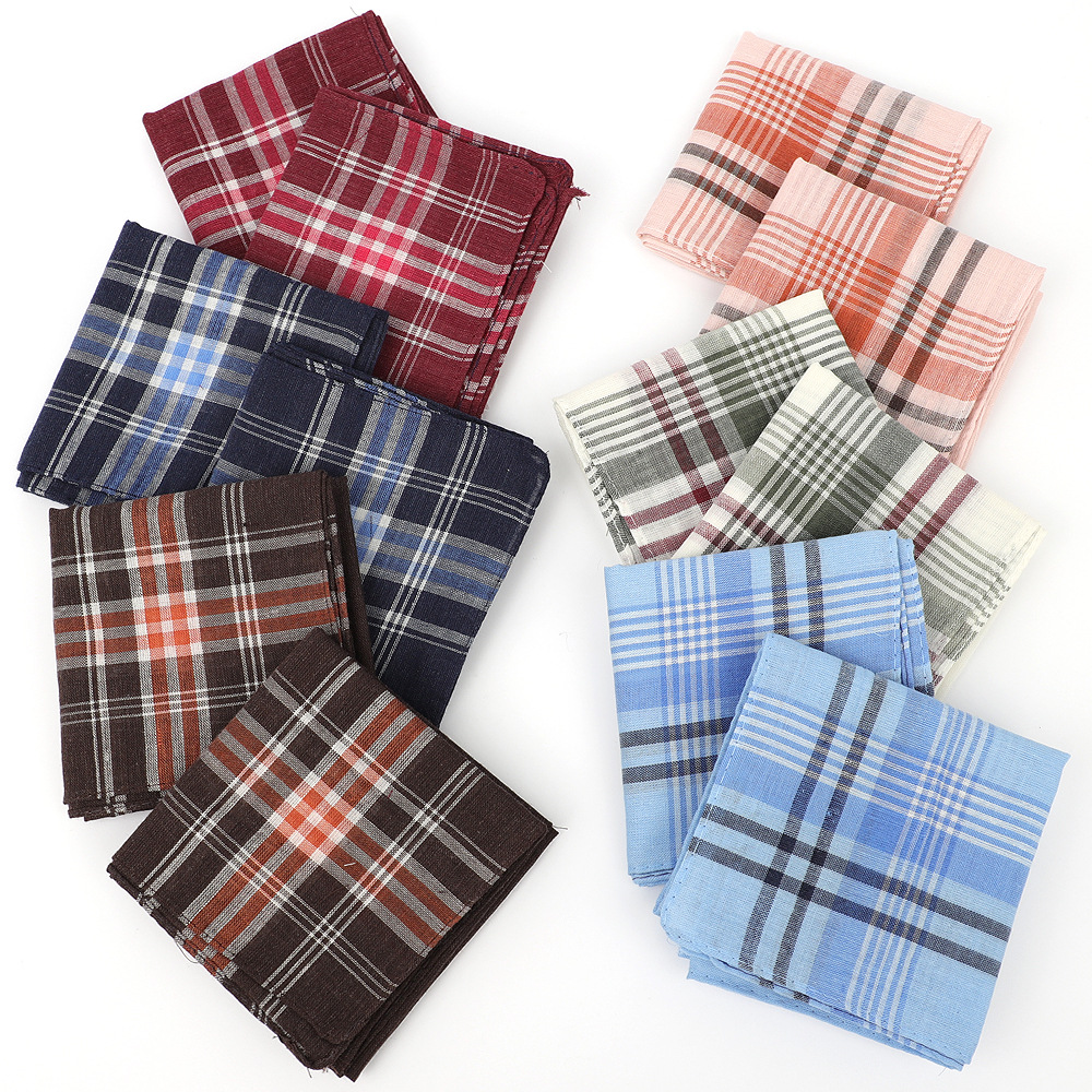6pcs Men's Mixed Color Plaid S - Handkerchief Cotton Men avaliação e preço