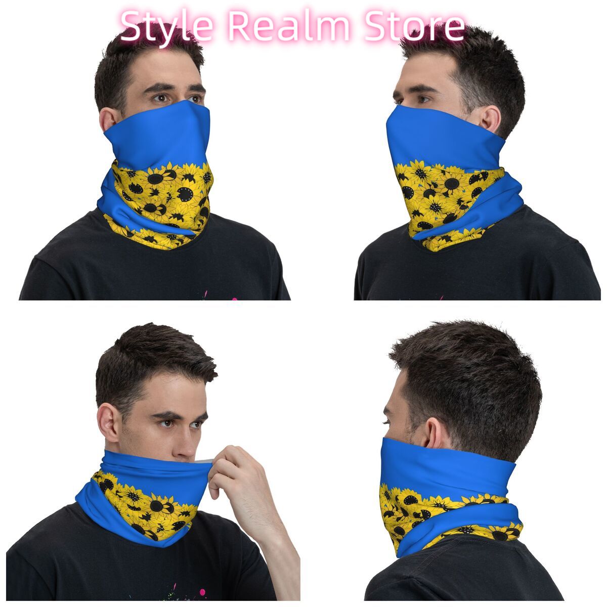 Blue Sunflower Printed Winter  - Neck Warmer Tube avaliação e preço