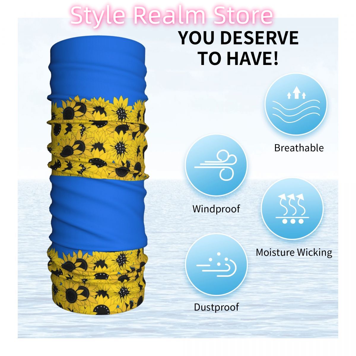 Blue Sunflower Printed Winter  - Neck Warmer Tube avaliação e preço