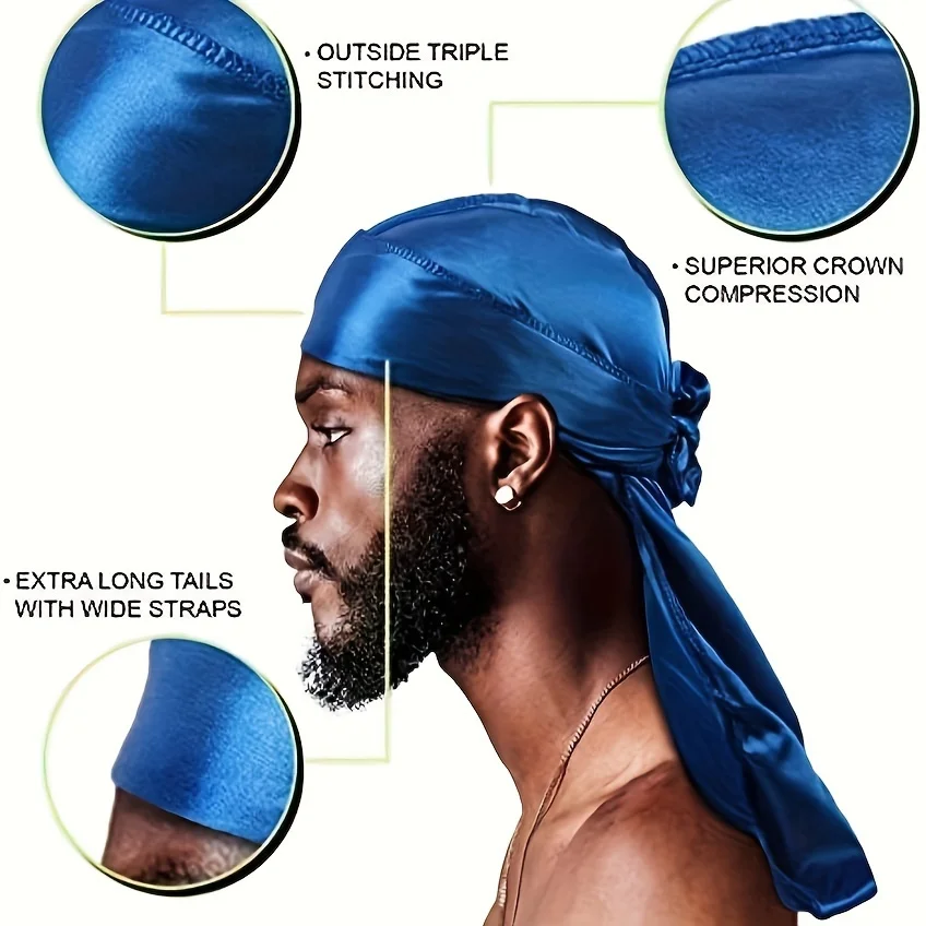 Men's Silk Durag Bonnet Bandan - Bandana Doo Rag avaliação e preço