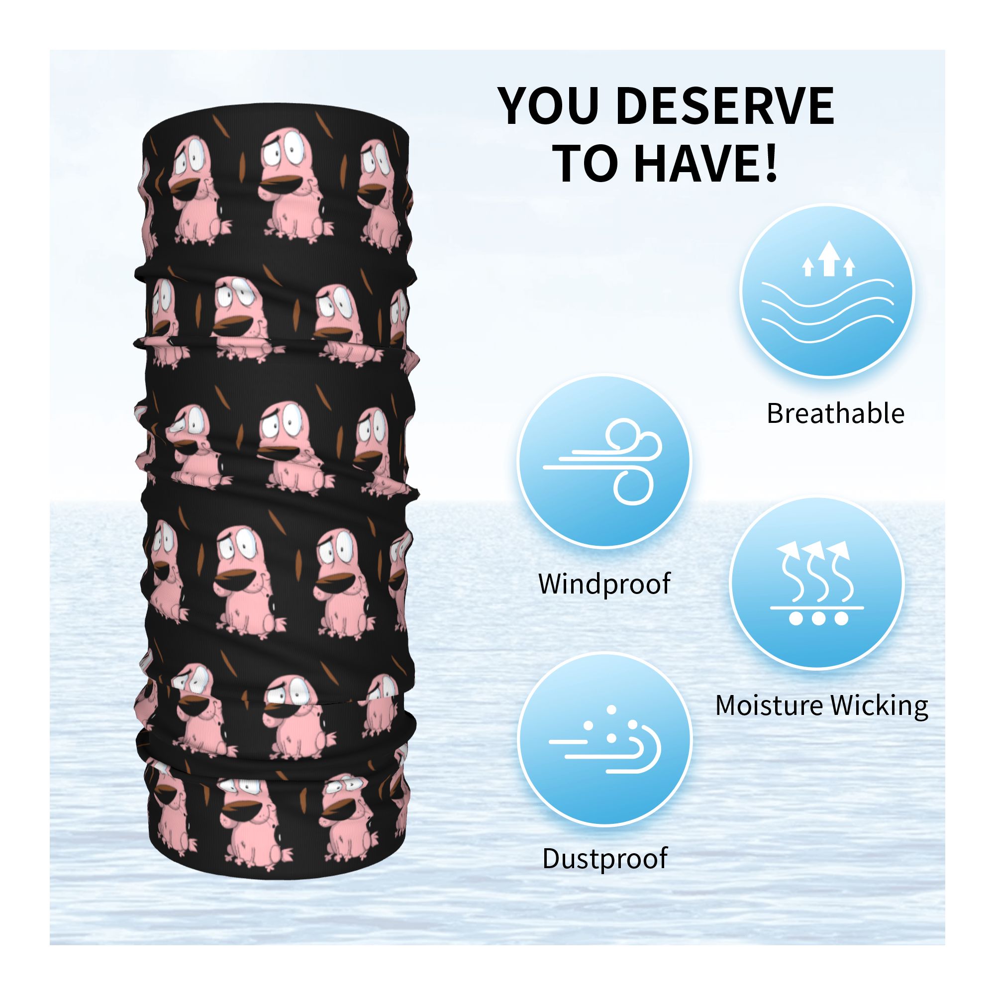 Custom Cartoon Courage Dog Win - Neck Warmer Tube avaliação e preço