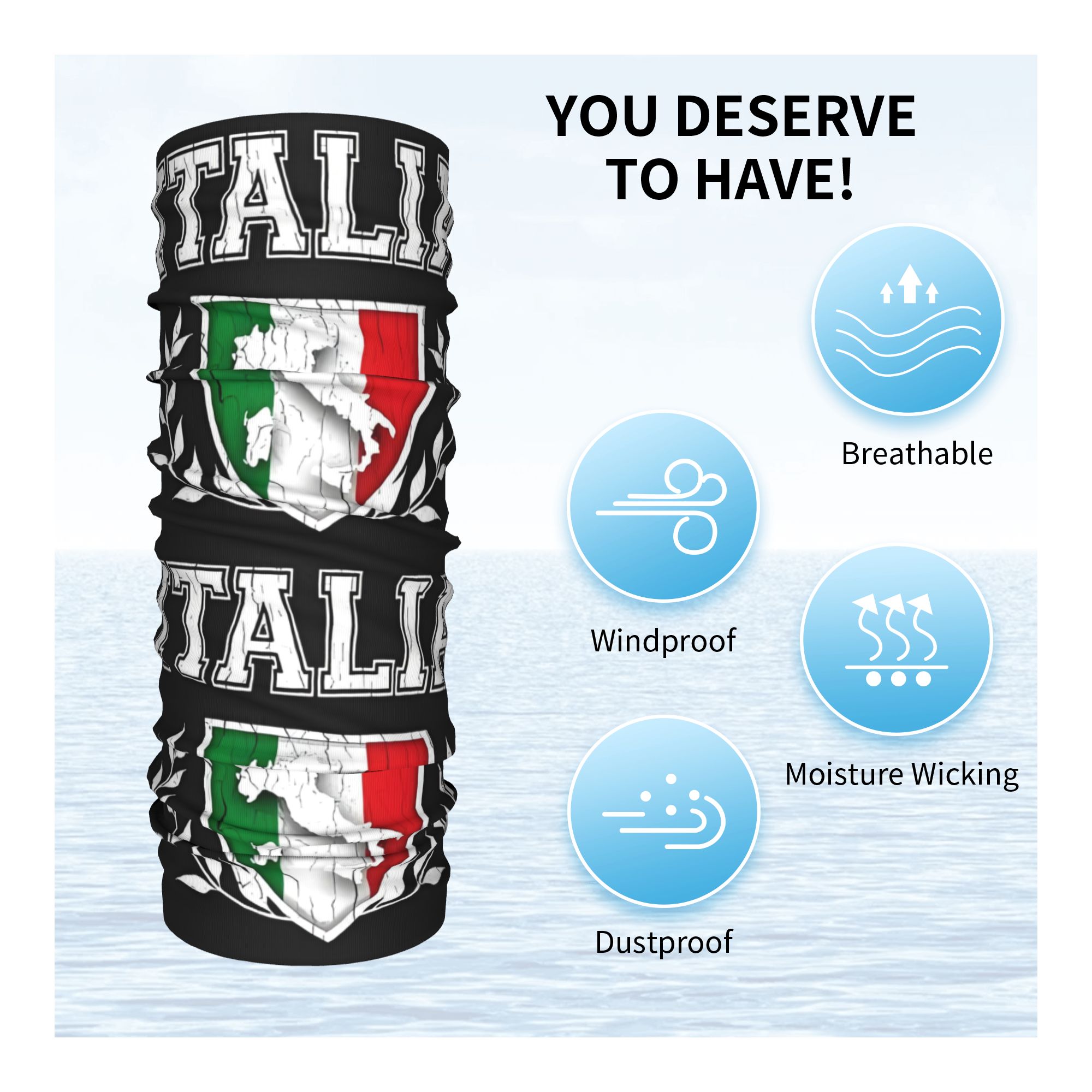 Custom Italy Flag Bandana Neck - Neck Warmer Tube avaliação e preço